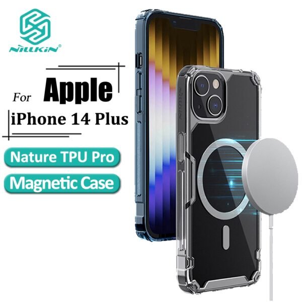 Nillkin Nature Pro Case For iPhone 14 Plus Magnetic Ultra Thin Luxury Soft TPU Transparent Airbag Shockproof Back Phone Cover