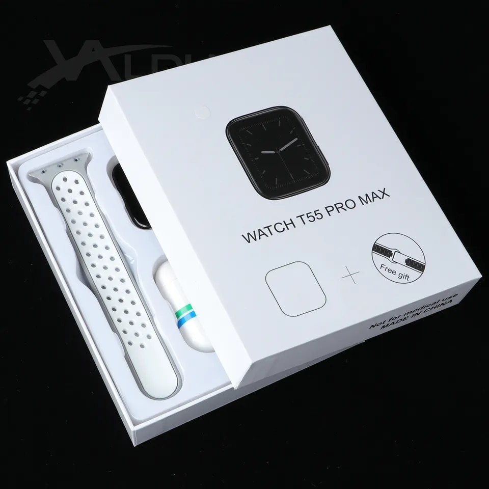 T55 Pro Max 2 in 1 Smart Watch with Earbuds Earphones Double Straps White - Image 5